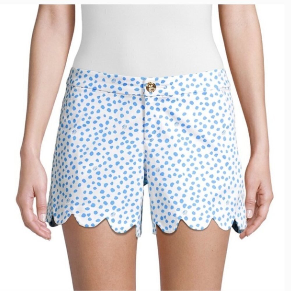 Lilly Pulitzer Buttercup Stretch Shorts in Zanzibar Blue Lilly's Dot Inverted 10